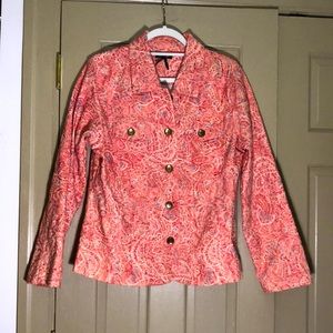 Stretchy coral with light blue details Analogy xl jacket.